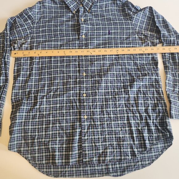 Ralph Lauren Plaid Shirt Blue & Purple Button Down Business Casual Mens XL EUC - Picture 8 of 9